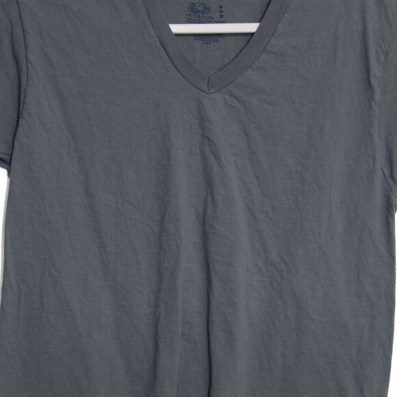 Fruit Of The Loom Mens V-Neck T-Shirt Medium 100% Cotton Charcoal Gray - Picture 3 of 10